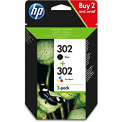 HP X4D37AE 302 Lot de 2 cartouches d'encre originales, noir et tricolore