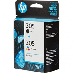 HP 305 Pack de 2 Cartouches d'Encre Noire et Trois Couleurs Authentiques (6ZD17AE)